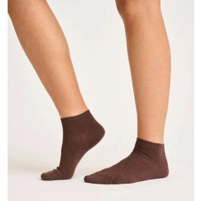 Brune bambus footies med rib, str. 37-41 - Ankelstrømper (Korte)